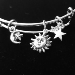 Boutique Jewelry - Moon, Sun & Stars Silver Slide Charm Bracelet Boutique Jewelry - Moon, Sun & Stars Silver Slide Charm Bracelet